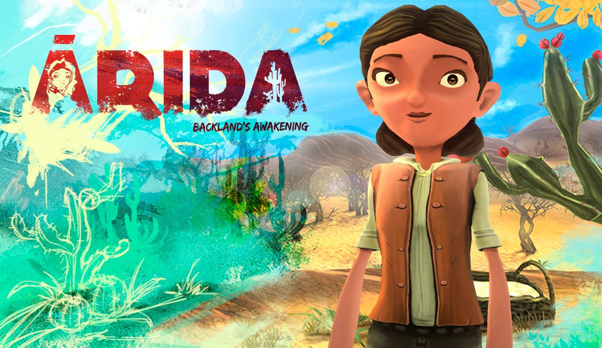 Poster do jogo 'Arida: Backland's Awakening', mostrando Cícera, a protagonista do game