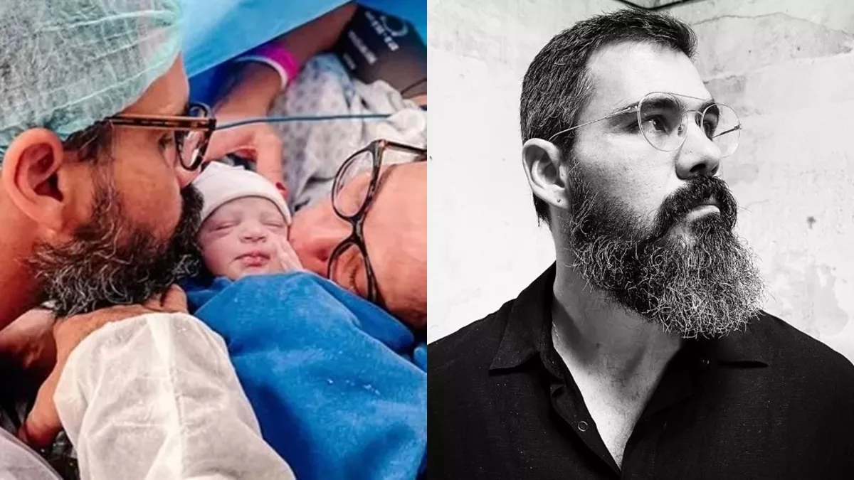 Juliano Cazarré improvisou "batizado de emergência" de sua filha ainda na sala do parto